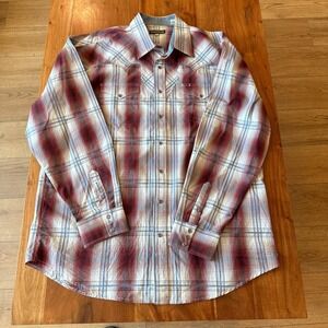 Stetson Men's Red/Blue/White Plaid Long Sleeve Western Shirt With Snaps Size 2XL